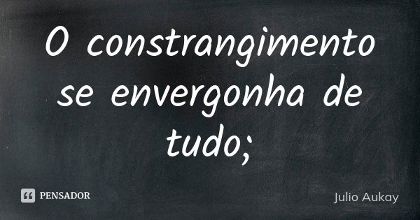 O constrangimento se envergonha de tudo;... Frase de julio Aukay.