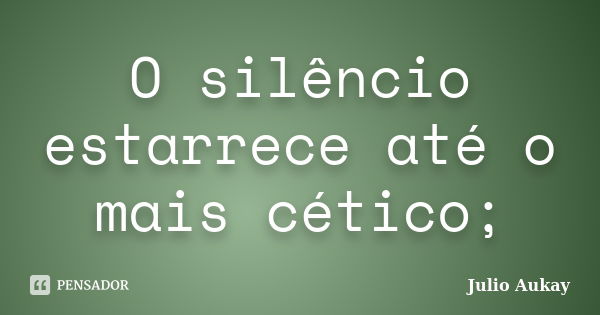 O silêncio estarrece até o mais cético;... Frase de julio Aukay.