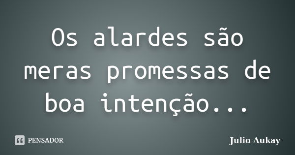 Os alardes são meras promessas de boa intenção...... Frase de Julio Aukay.