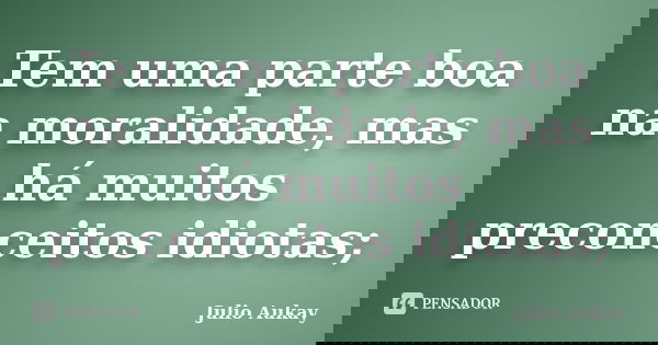 Tem uma parte boa na moralidade, mas há muitos preconceitos idiotas;... Frase de Julio Aukay.