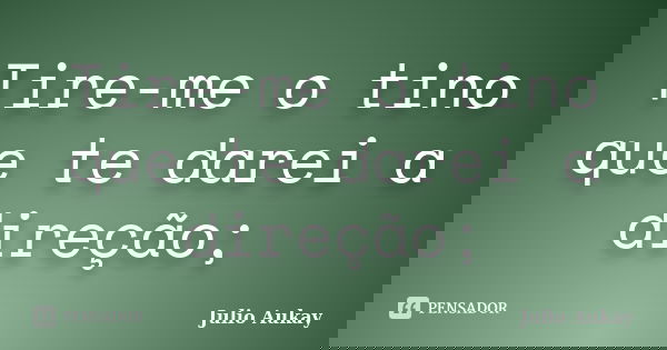 Tire-me o tino que te darei a direção;... Frase de julio Aukay.