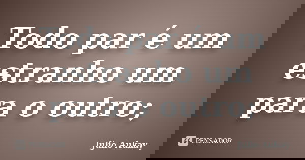 Todo par é um estranho um para o outro;... Frase de Julio Aukay.
