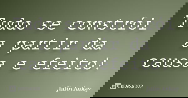 Tudo se constrói a partir da causa e efeito!... Frase de julio Aukay.