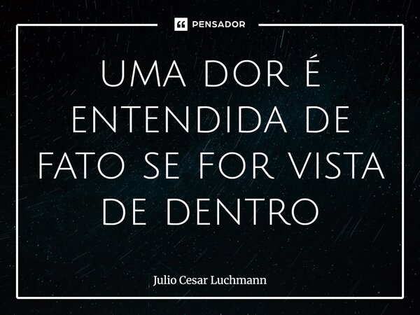 ⁠uma dor é entendida de fato se for vista de dentro... Frase de Julio Cesar Luchmann.
