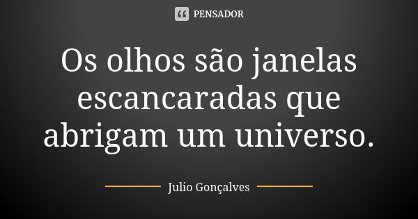 Os olhos são janelas escancaradas que abrigam um universo.... Frase de Julio Gonçalves.