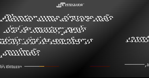 Plantar uma árvore não irá te matar; pelo contrário; irá te encher o pulmão.... Frase de Júlio Pattuzzo.