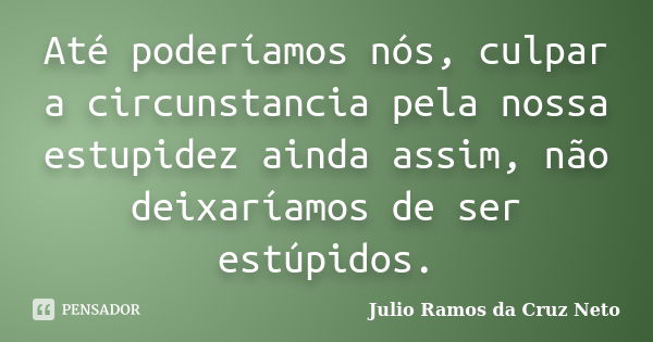 Até poderíamos nós, culpar a circunstancia pela nossa estupidez ainda assim, não deixaríamos de ser estúpidos.... Frase de Julio Ramos da Cruz Neto.