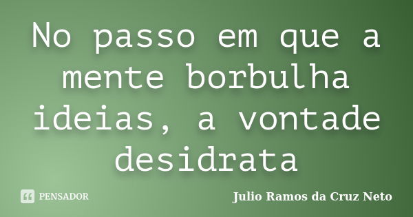 No passo em que a mente borbulha ideias, a vontade desidrata... Frase de Julio Ramos da Cruz Neto.