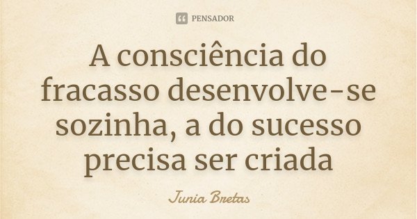 A consciência do fracasso desenvolve-se sozinha, a do sucesso precisa ser criada... Frase de Junia Bretas.