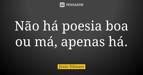 Não há poesia boa ou má, apenas há.... Frase de Júnio Dâmaso.