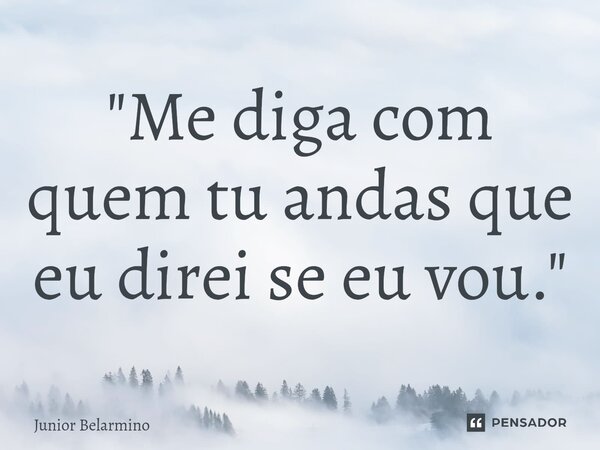 ⁠"Me diga com quem tu andas que eu direi se eu vou."... Frase de Junior belarmino.