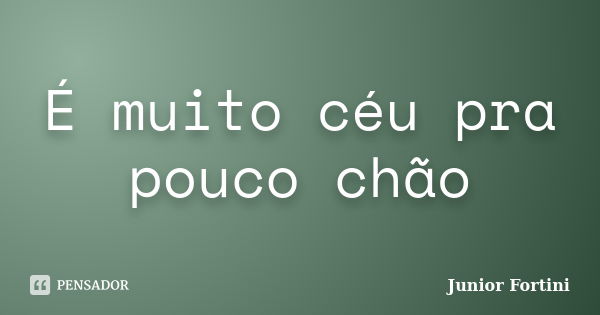 É muito céu pra pouco chão... Frase de Junior Fortini.