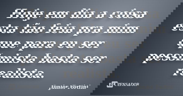 Hoje em dia a coisa esta tão feia pra mim que para eu ser pessimista basta ser realista.... Frase de Junior Fortini.