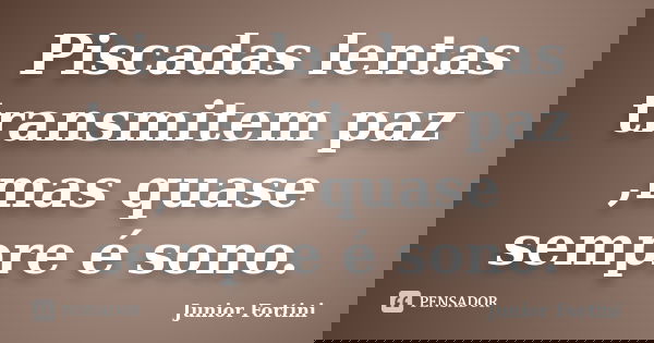 Piscadas lentas transmitem paz ,mas quase sempre é sono.... Frase de Junior Fortini.