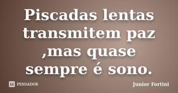 Piscadas lentas transmitem paz ,mas quase sempre é sono.... Frase de Junior Fortini.