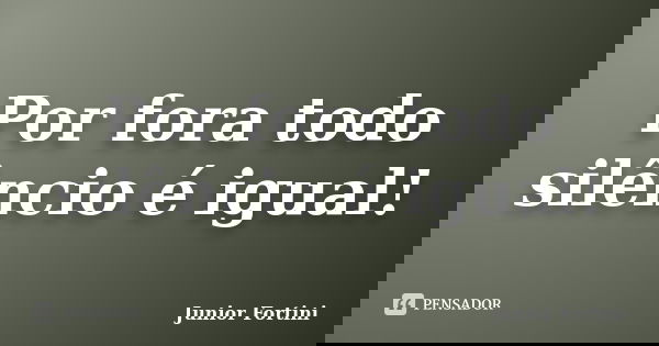 Por fora todo silêncio é igual!... Frase de Junior Fortini.