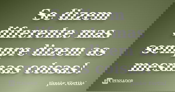 Se dizem diferente mas sempre dizem as mesmas coisas!... Frase de Junior Fortini.