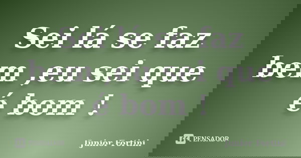 Sei lá se faz bem ,eu sei que é bom !... Frase de Junior Fortini.