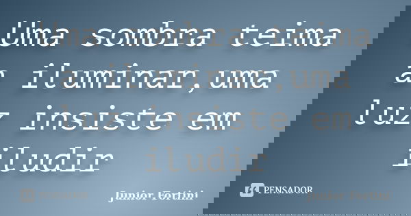 Uma sombra teima a iluminar,uma luz insiste em iludir... Frase de Junior Fortini.