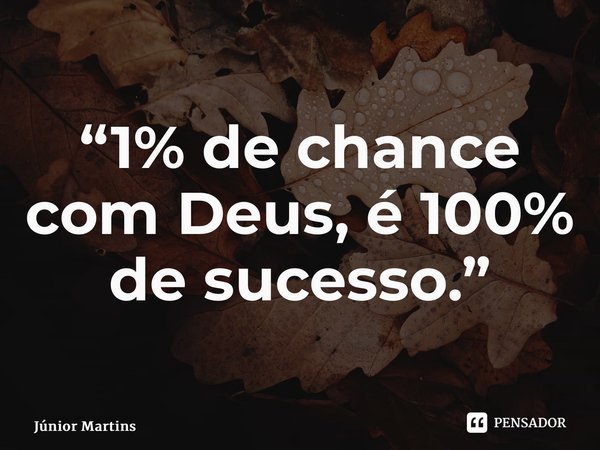 “⁠1% de chance com Deus, é 100% de sucesso.”⁠... Frase de Júnior Martins.