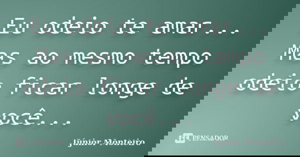 Eu odeio te amar... Mas ao mesmo tempo odeio ficar longe de você...... Frase de Júnior Monteiro.