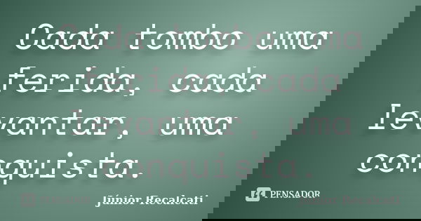 Cada tombo uma ferida, cada levantar, uma conquista.... Frase de Júnior Recalcati.