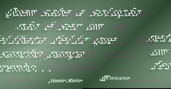 Quem sabe a solução não é ser um nefelibata feliz que um sancho pança ferrenho...... Frase de Junior Ruivo.