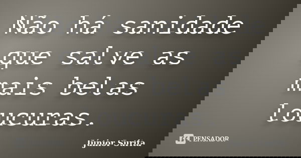 Não há sanidade que salve as mais belas loucuras.... Frase de Júnior Surita.