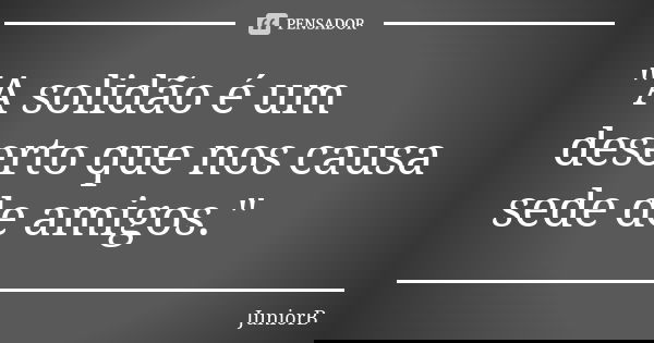 "A solidão é um deserto que nos causa sede de amigos."... Frase de JuniorB.
