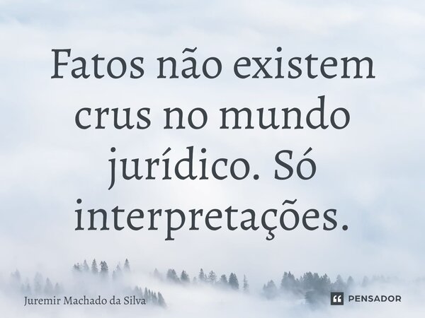 Fatos não existem crus no mundo jurídico. Só interpretações.... Frase de Juremir Machado da Silva.