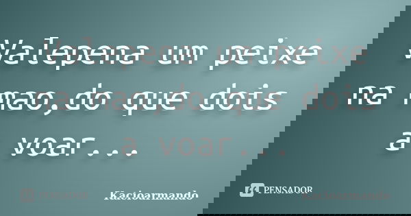 Valepena um peixe na mao,do que dois a voar...... Frase de Kacioarmando.