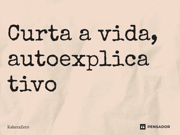 ⁠Curta a vida, autoexplicativo... Frase de KakeraZero.