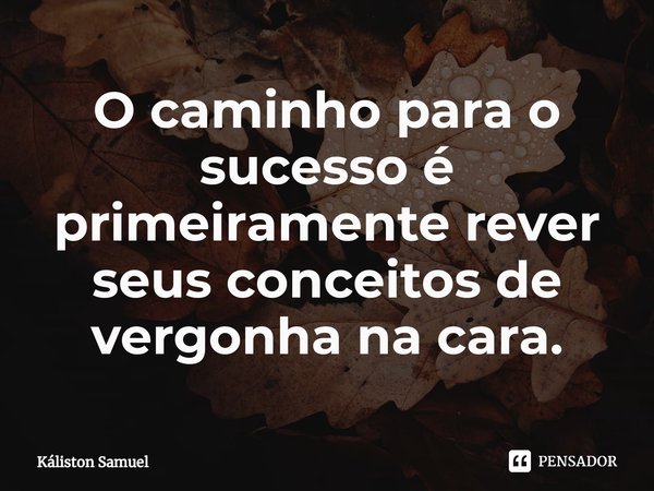 O caminho para o sucesso é primeiramente rever seus conceitos de vergonha na cara.⁠... Frase de Káliston Samuel.