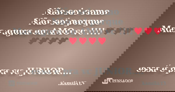 Não sei como Não sei porque Mas agora eu AMO vc !!!!♥♥♥♥♥♥♥ essa é pra vc JUNIOR....... Frase de kamila15.