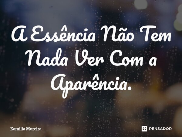 ⁠A Essência Não Tem Nada Ver Com a Aparência.... Frase de Kamilla Moreira.