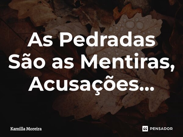 ⁠As Pedradas São as Mentiras, Acusações...... Frase de Kamilla Moreira.