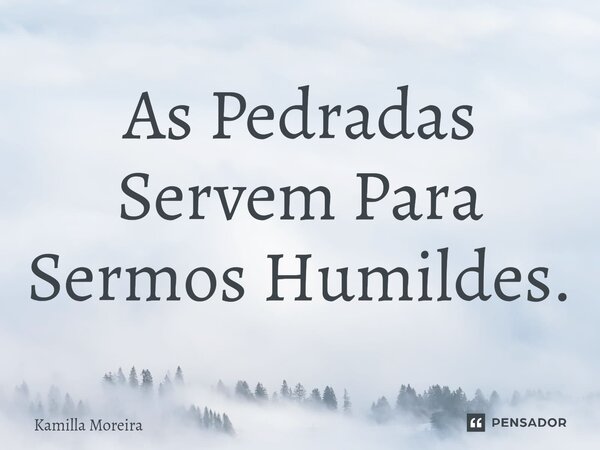 ⁠As Pedradas Servem Para Sermos Humildes.... Frase de Kamilla Moreira.