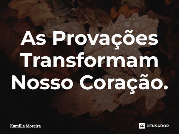 ⁠As Provações Transformam Nosso Coração.... Frase de Kamilla Moreira.