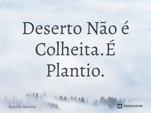 ⁠Deserto Não é Colheita.É Plantio.... Frase de Kamilla Moreira.