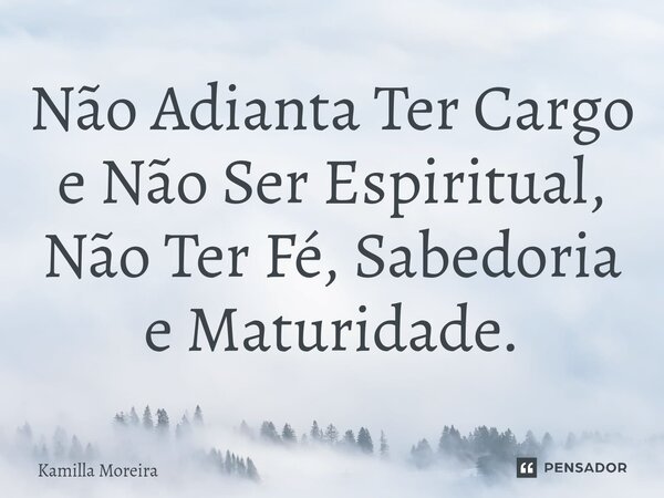 ⁠Não Adianta Ter Cargo e Não Ser Espiritual, Não Ter Fé, Sabedoria e Maturidade.... Frase de Kamilla Moreira.