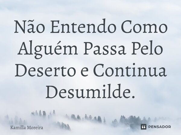 ⁠Não Entendo Como Alguém Passa Pelo Deserto e Continua Desumilde.... Frase de Kamilla Moreira.