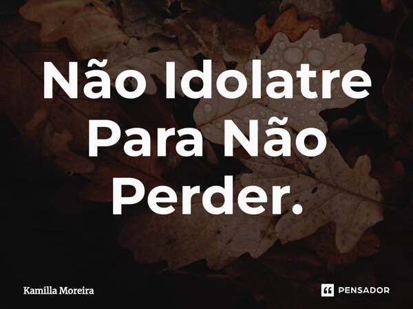 ⁠⁠Não Idolatre Para Não Perder.... Frase de Kamilla Moreira.