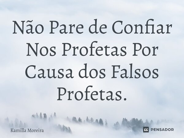 ⁠Não Pare de Confiar Nos Profetas Por Causa dos Falsos Profetas.... Frase de Kamilla Moreira.