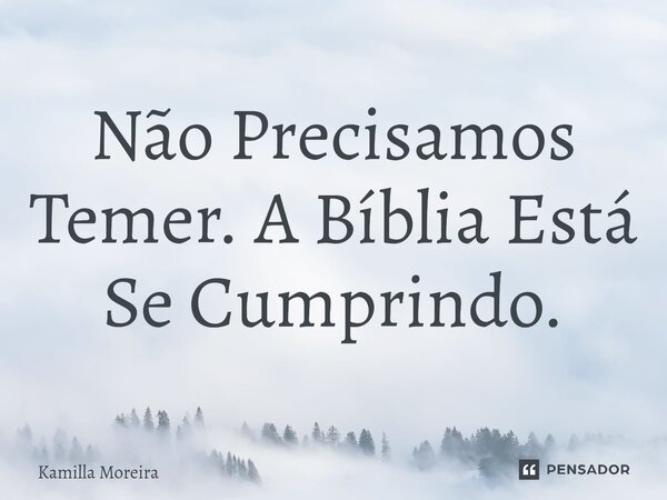⁠Não Precisamos Temer. A Bíblia Está Se Cumprindo.... Frase de Kamilla Moreira.