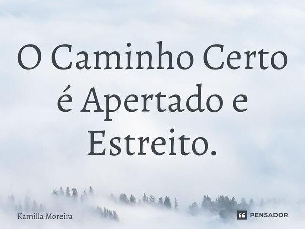 ⁠O Caminho Certo é Apertado e Estreito.... Frase de Kamilla Moreira.