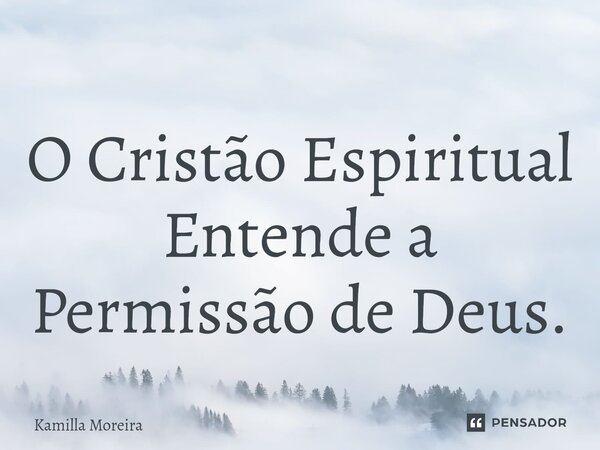 ⁠O Cristão Espiritual Entende a Permissão de Deus.... Frase de Kamilla Moreira.