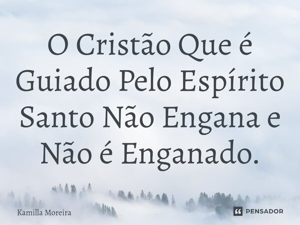 ⁠O Cristão Que é Guiado Pelo Espírito Santo Não Engana e Não é Enganado.... Frase de Kamilla Moreira.