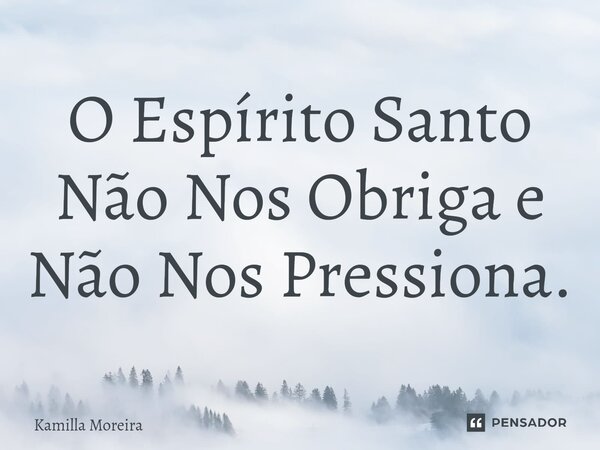 O Espírito Santo Não Nos Obriga e Não Nos Pressiona.... Frase de Kamilla Moreira.