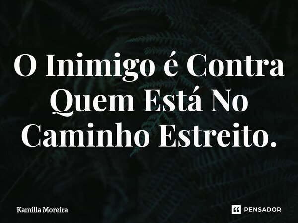 ⁠O Inimigo é Contra Quem Está No Caminho Estreito.... Frase de Kamilla Moreira.