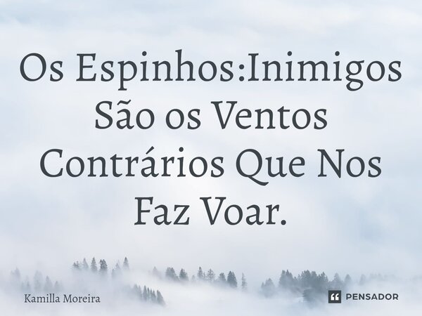 ⁠Os Espinhos:Inimigos São os Ventos Contrários Que Nos Faz Voar.... Frase de Kamilla Moreira.